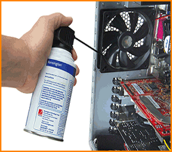 Compressed air can cleaning computer