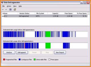 Disk Defragmenter Screen