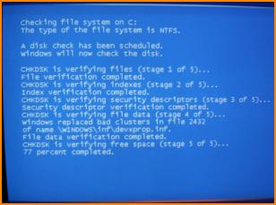 Disk Error Checking Display