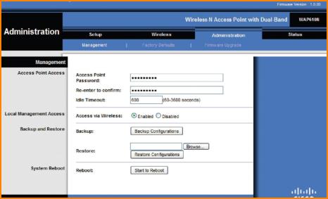 Router Administration Screen